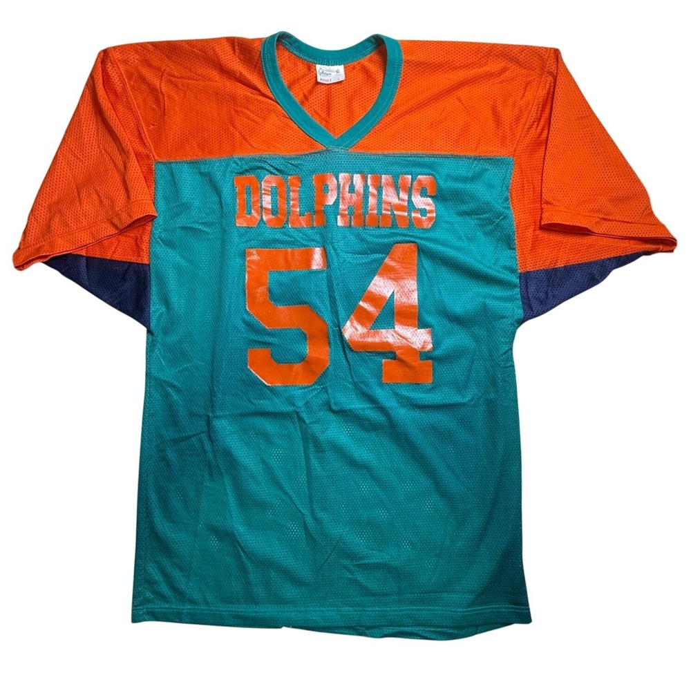 Vintage Gator Athletics Miami Dolphins Jersey #54 Teal Orange Mesh Large-2375
